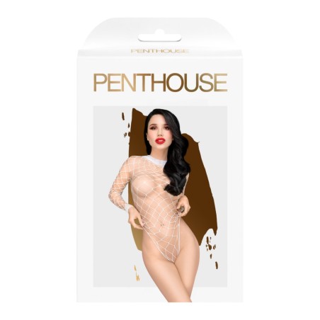 Body blanc avec large maille et manches longues