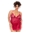 Babydoll grande taille Mapalé brodée avec string - MAL7620XRED