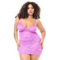 Babydoll grande taille dentelle violette et string - MAL7613XWORC