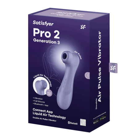 Stimulateur de clitoris 2 embouts Connecté avec technologie Liquid air Pro 2 Generation 3 violet USB Satisfyer - CC597815