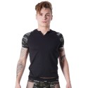 T-shirt noir sexy noir et motif militaire